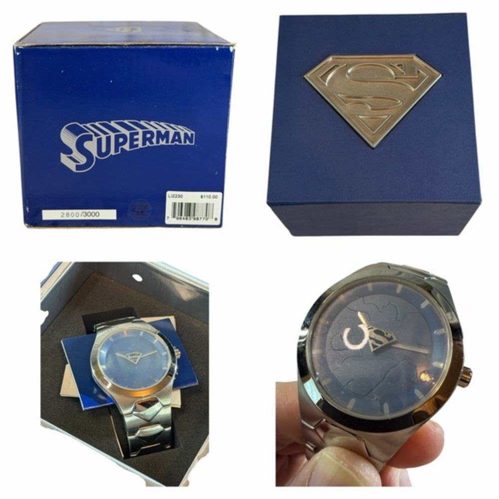 NWT Fossil Superman Watch Limited Edition #2800/3000 Silver Blue Face Wristwatch
